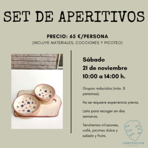 Taller Set de aperitivos  •   Sábado 21 Noviembre