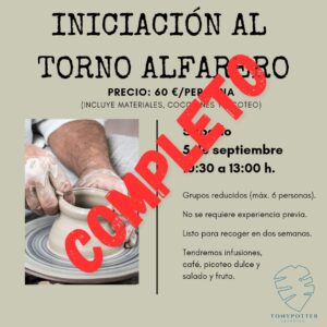 Taller Iniciación Torno Alfarero  •  Sábado 5 Septiembre