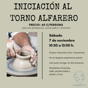 Taller Iniciación Torno Alfarero • Sábado 7 Noviembre