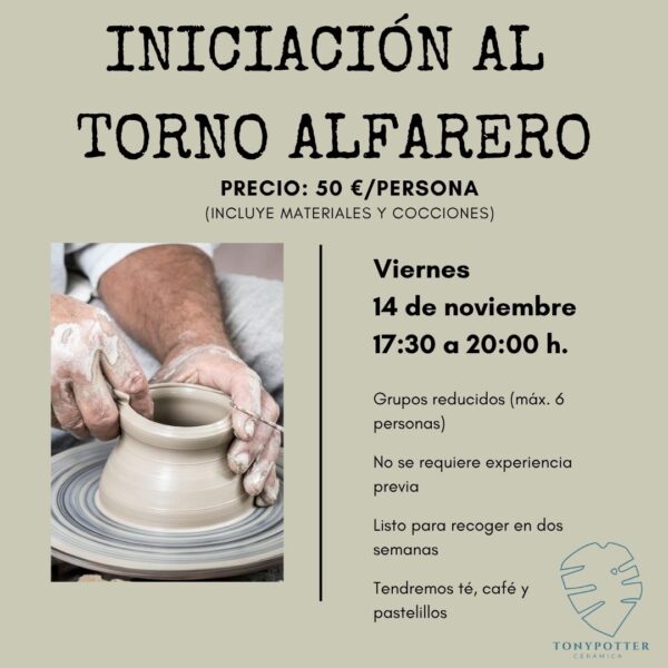 Taller Iniciación Torno Alfarero  •  Viernes 14 noviembre
