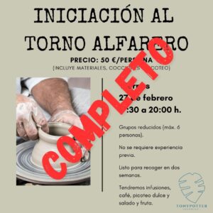 Taller Iniciación Torno Alfarero  •  Viernes 27 Febrero