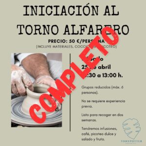 Taller Iniciación Torno Alfarero  •  Sábado 25 Abril